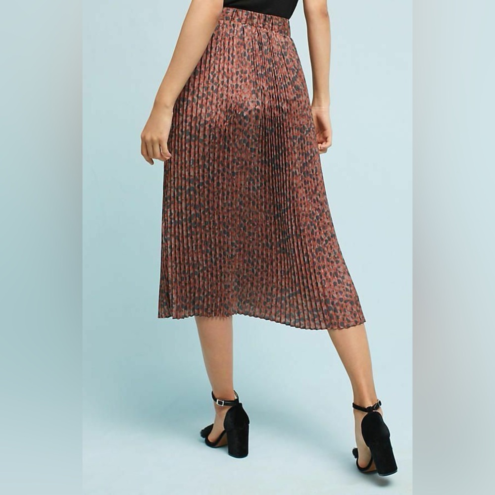 NWOT Anthropologie Nümph Pleated Leopard Midi Skirt, Size Small